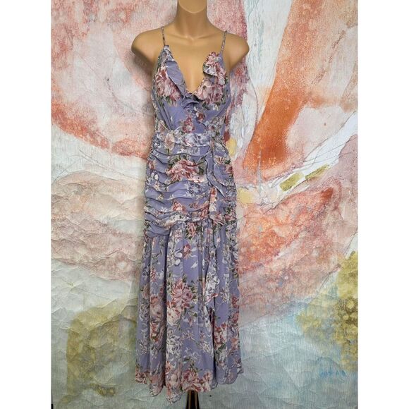 Free People ASTR The Label Kiana Floral Ruched Midi Dress - Picture 6 of 9